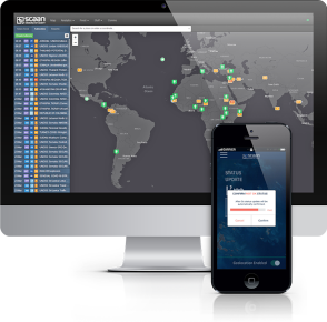 A picture showing a computer with the SCAAN dashboard and a phone with the SCAAN app.